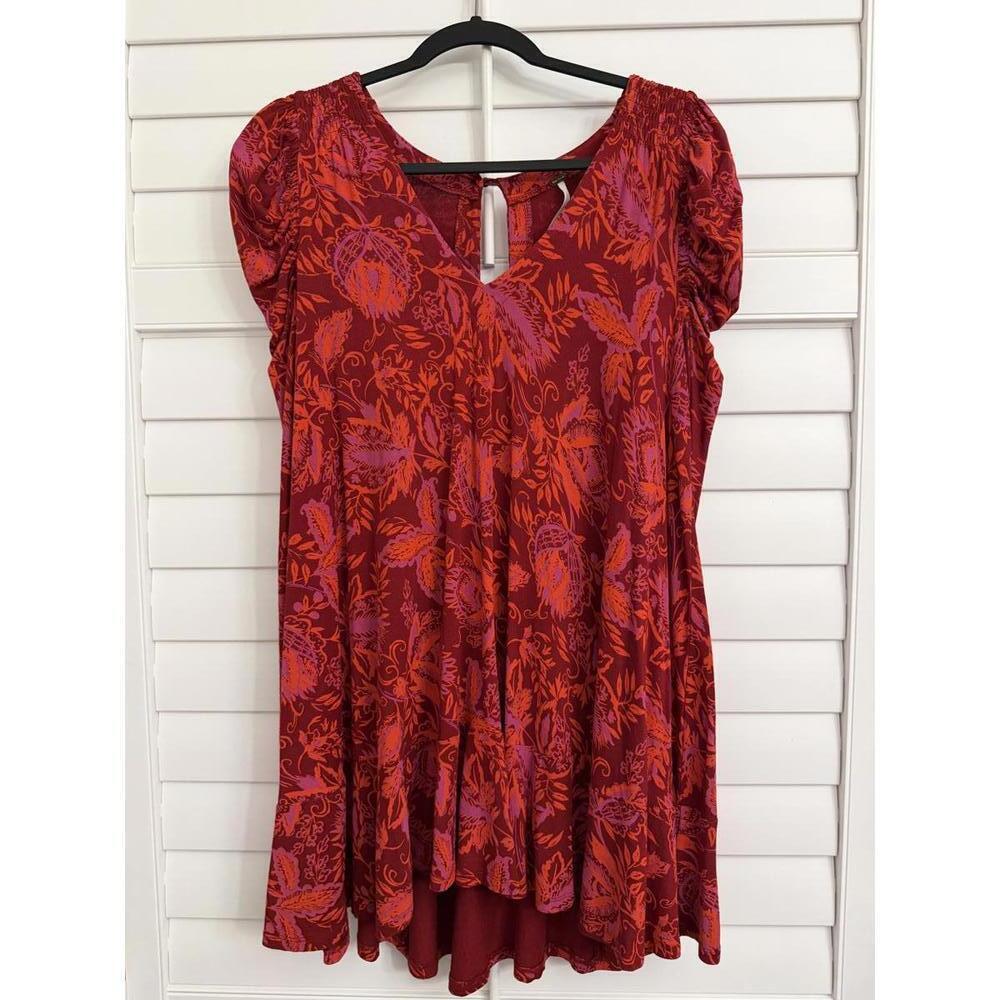 Free People Hello Lover Tunic Top in the‎ Scarlett Combo color size XS